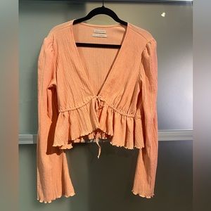Urban outfitters coral front tie shirt